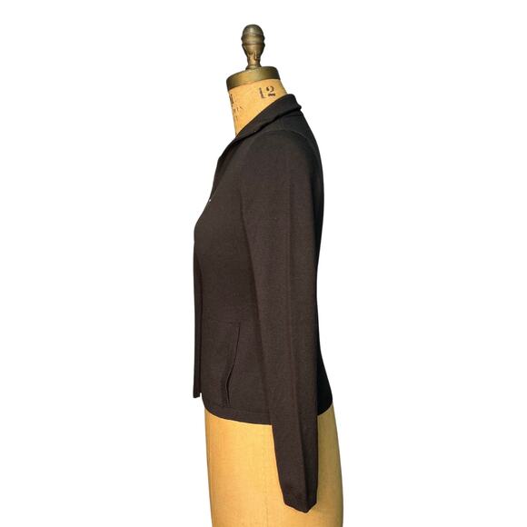 MAX MARA Weekend Vintage XS/S Chocolate Brown Silk-Wool Zip Jacket – Early 2000s - Picture 4 of 13